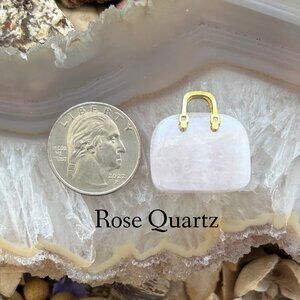 Rose Quartz Gemstone Crystal Purse - Crystal Handbag Pendant - Gemstone Gift